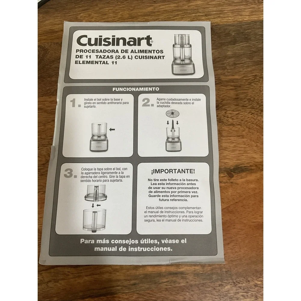 Cuisinart Food Processor FP-11 Series Booklet Instructions Manual Only